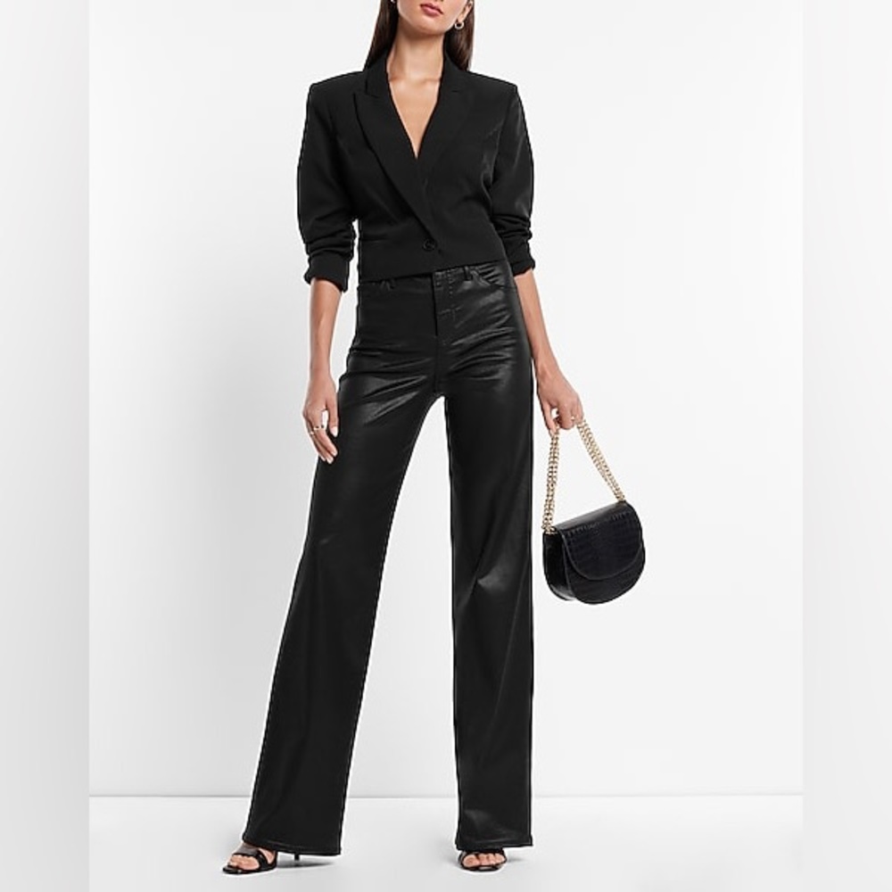 Express Coated Wide Leg Jeans Size 0 L